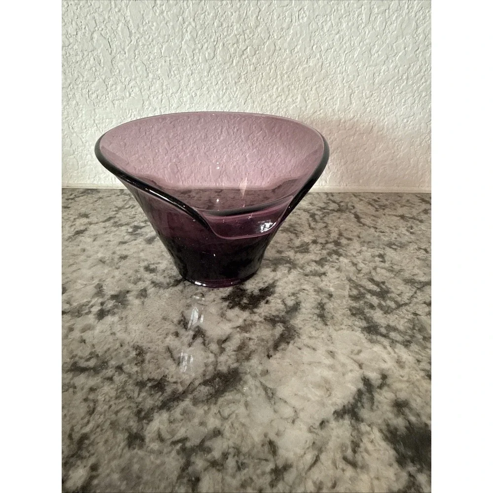 Vtg Viking Glass Epic Lipped Bon Bon Dish Amethyst Purple Candy Bowl
